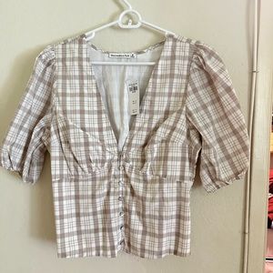 Puff plaid top